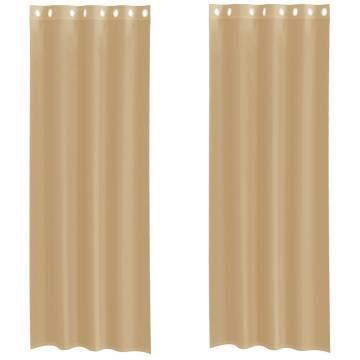 Voile Curtains with Grommets - 2 pcs Sand | HipoMarket