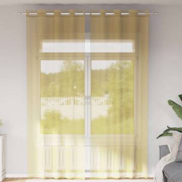 Voile Curtains with Grommets - 2 pcs Yellow | HipoMarket UK