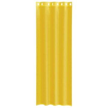 Voile Curtains with Grommets - 2 pcs Yellow | HipoMarket UK