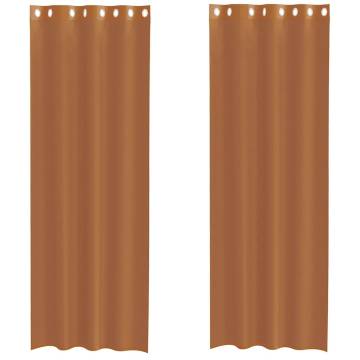 Voile Curtains with Grommets - 2 pcs Terracotta | Hipo Market