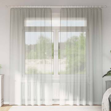 Light Grey Voile Curtains with Loops - 2 pcs (140x245 cm)