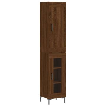 Stylish Highboard in Brown Oak - 34.5x34x180 cm