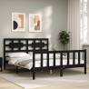 Bed Frame with Headboard Black 160x200 cm Solid Wood Colour black Size 160 x 200 cm 