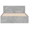 Stylish Bed Frame with LED Headboard - Concrete Grey 140x190 cm