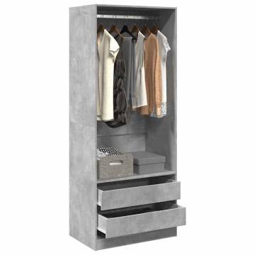 Stylish Concrete Grey Wardrobe - 80x50x200 cm Engineered Wood