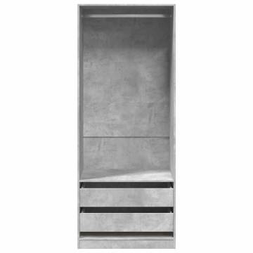 Stylish Concrete Grey Wardrobe - 80x50x200 cm Engineered Wood