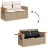 8 Piece Garden Sofa Set with Cushions - Beige Poly Rattan