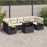  8 Piece Garden Sofa Set with Cushions Black Poly Rattan Acacia Colour black and cream Model with storage Number of 1 