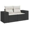 10 Piece Garden Sofa Set - Black Poly Rattan Acacia with Cushions