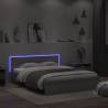 King Size Bed Frame with LED Headboard - Grey Sonoma 150x200 cm