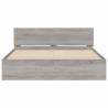 King Size Bed Frame with LED Headboard - Grey Sonoma 150x200 cm