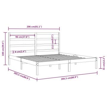 Black Solid Wood Pine Bed Frame - 200x200 cm | Hipomarket