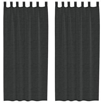 Voile Curtains with Rod Pockets - 2 pcs Black | HipoMarket