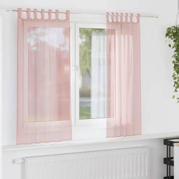 Voile Curtains with Rod Pockets - Pink - 2 Pcs | HipoMarket