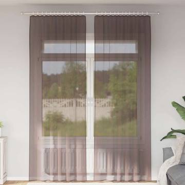 Voile Curtains with Tab Top - Brown | 2 pcs | Hipo Market