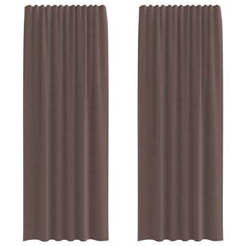 Voile Curtains with Tab Top - Brown | 2 pcs | Hipo Market