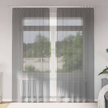 Voile Curtains with Loops 2 pcs Dark Grey 140x225 cm | Hipo Market