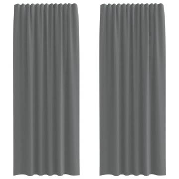 Voile Curtains with Loops 2 pcs Dark Grey 140x225 cm | Hipo Market