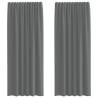 Voile Curtains with Loops 2 pcs Dark Grey 140x225 cm | Hipo Market