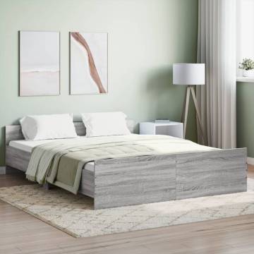 Grey Sonoma Bed Frame with Headboard & Footboard - 160x200 cm