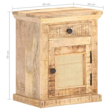 Solid Mango Wood Bed Cabinet - Rustic Style | HipoMarket