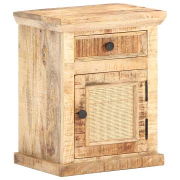 Solid Mango Wood Bed Cabinet - Rustic Style | HipoMarket