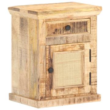 Solid Mango Wood Bed Cabinet - Rustic Style | HipoMarket