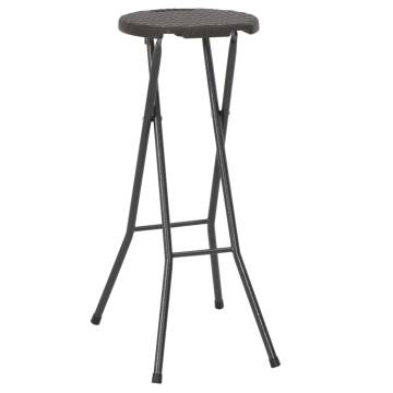 Folding Bar Stools Set of 2 - HDPE & Steel, Rattan Look