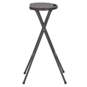 Folding Bar Stools Set of 2 - HDPE & Steel, Rattan Look