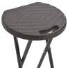 Folding Bar Stools Set of 2 - HDPE & Steel, Rattan Look