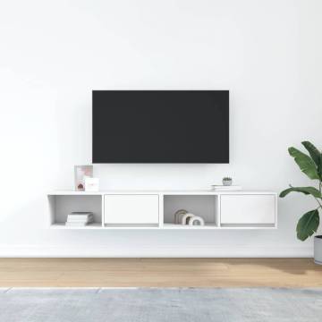 Stylish White TV Cabinets - 2 pcs, Engineered Wood | Hipomarket