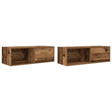 Stylish TV Cabinets - 2 Pcs Old Wood | Hipomarket UK