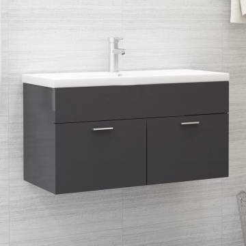 High Gloss Grey Sink Cabinet - 90x38.5x46 cm | HipoMarket