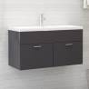 Sink Cabinet High Gloss Grey 90x38.5x46 cm Engineered Wood Colour high gloss grey Size 90 x 38.5 x 46 cm Number of 1 Number of Pieces 