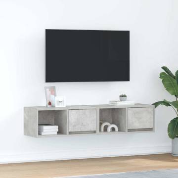 Stylish Concrete Grey TV Cabinets - Set of 2 | HipoMarket