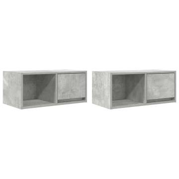 Stylish Concrete Grey TV Cabinets - Set of 2 | HipoMarket