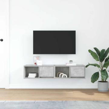 Stylish Concrete Grey TV Cabinets - Set of 2 | HipoMarket