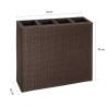 Garden Raised Bed with 4 Pots - Poly Rattan Brown | HipoMarket