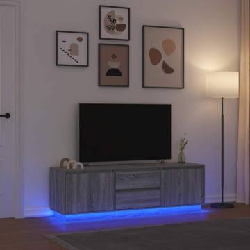 Stylish TV Cabinet with LED Lights - Grey Sonoma 160.5x41x50 cm