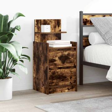 Stylish Smoked Oak Bedside Cabinets with 2 Drawers - 2 pcs