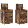 Stylish Smoked Oak Bedside Cabinets with 2 Drawers - 2 pcs