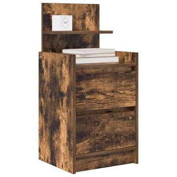 Stylish Smoked Oak Bedside Cabinets with 2 Drawers - 2 pcs