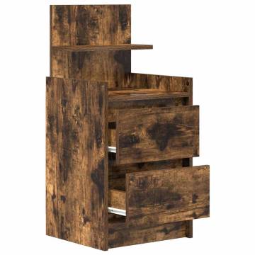 Stylish Smoked Oak Bedside Cabinets with 2 Drawers - 2 pcs