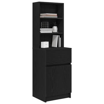 Stylish Black Bedside Cabinet | 39x35x125 cm Engineered Wood