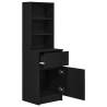 Stylish Black Bedside Cabinet | 39x35x125 cm Engineered Wood