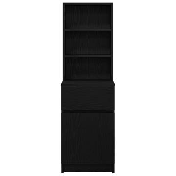 Stylish Black Bedside Cabinet | 39x35x125 cm Engineered Wood