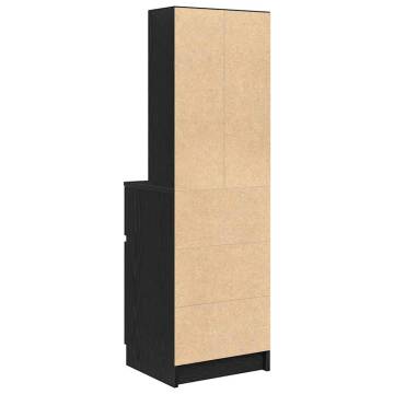 Stylish Black Bedside Cabinet | 39x35x125 cm Engineered Wood