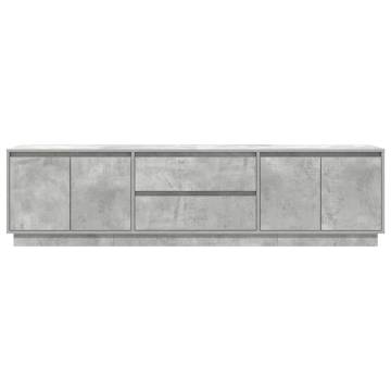 Stylish TV Cabinet with LED Lights - Concrete Grey, 193.5x41cm