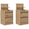 Stylish Artisan Oak Bedside Cabinets with 2 Drawers - Set of 2