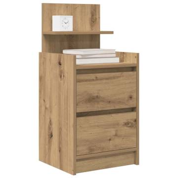 Stylish Artisan Oak Bedside Cabinets with 2 Drawers - Set of 2